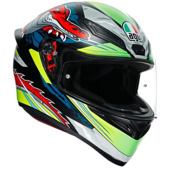CASCO CERRADO AGV K-1 E2205 MULTI DUNDEE LIMA/ROJ/MATE